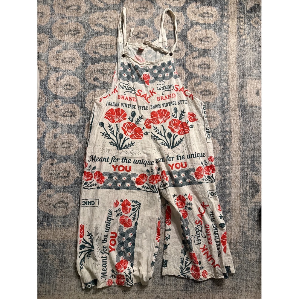 Poppy Garden Vintage Sack Organic Cotton Overalls XL Excellent Condition - Picture 1 of 4